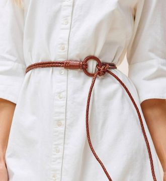 Cleobella Womens Loop Woven Leather Belt In Cognac