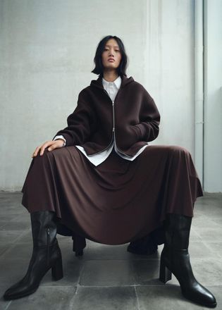 Mango Stivale pelle tacco blocco nero - Donna - 35 - MANGO