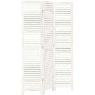 vidaXL Biombo Separador De 3 Paneles Madera Maciza Paulownia Blanco Vidaxl