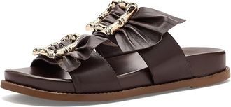 Schutz Enola Bamboo Sporty Womens Sandals Root Brown : 10.5 M, Leather