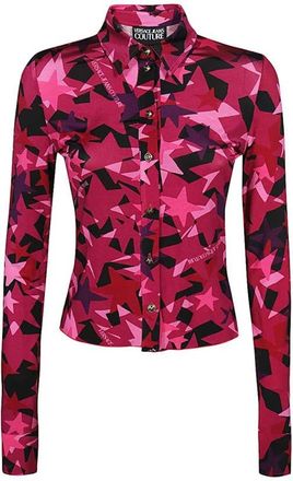 Versace Jeans Couture Viscose Shirt met Logo Print - Dames - Overhemden - Veelkleurig - 2XS - Overhemden
