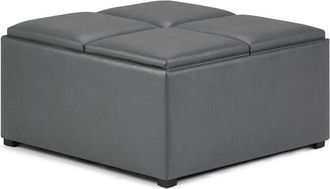 Simpli Home Avalon 35In Contemporary Square Coffee Table Storage Ottoman