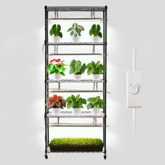 OEM Soporte Para Plantas De Interior Con Luz De Cultivo, Estanter&iacute;a Met&aacute;lica De 6 Niveles, 180 Cm De Altura, 192 W, Con Ruedas, L&aacute;mpara De Espectro Comple