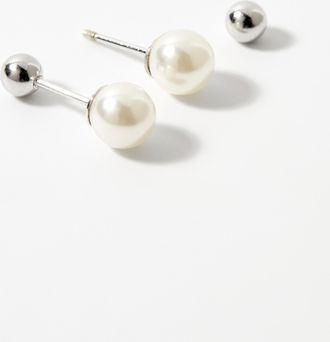 Simons Womens Pearly bead silver earrings