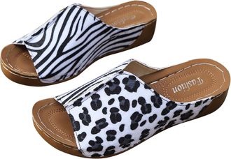 Generic Fashion European American Style Summer Slippers for Women: Comfortable Casual Models with Slant Heel Round Toe Thick Sole Women Shoes Sneakers Black, 