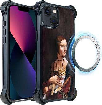 OEM Funda Ibizu Dropguard Ultra Para Iphone 13 Con Magsafe, Leonardo Da Vinci, Dama Con Gato