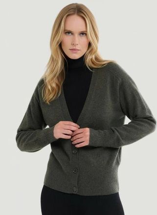 Majestic Filatures Cashmere V-Neck Cardigan in Kaki at Nordstrom, Size 4