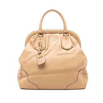 Prada Tweedehands Cervo Antik Frame Handtas