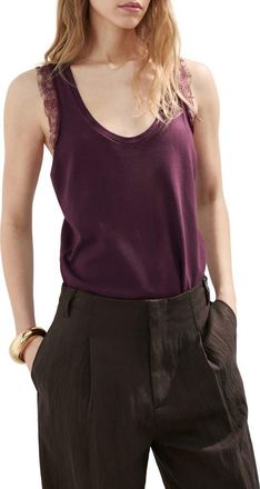 Mango Lace Back Sweater Tank in Purple at Nordstrom, Size X-Large