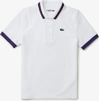 Lacoste Womens UV Protect Stripe Collar Tennis Polo Shirt - White - Size: 14