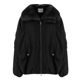 Stand Studio Giacca in nylon con colletto in ecopelliccia - - Jackets - Donna - Nero - S