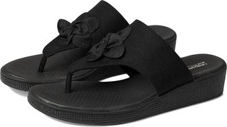 Life Stride Bloom Thongs Womens Sandals Black Stretch Linen Fabric : 8.5 W (C), Textile