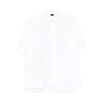 Fay Shirts, female, White, Size: M Shirt Collared Neck Embroidered Lace Layered Design