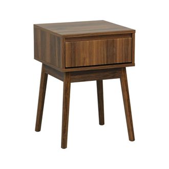 Sweeek Mesita de noche con efecto madera, 1 caj&oacute;n, nogal