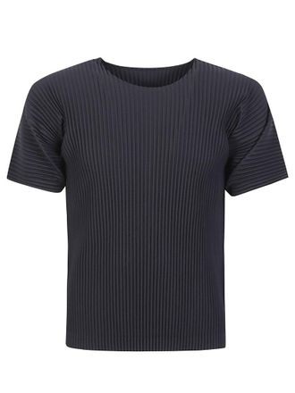 Issey Miyake Navy Blue Pleated T-shirt