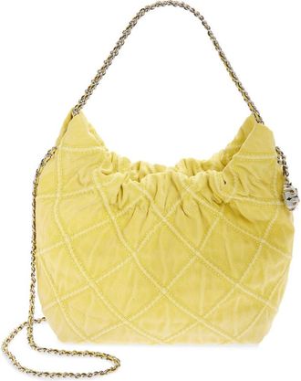 Tory Burch Mini Fleming Quilted Denim Hobo Bag in Yellow at Nordstrom
