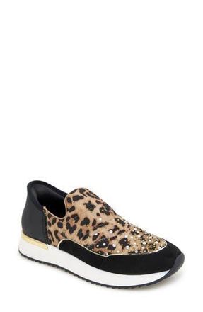 Kenneth Cole Reaction Cameron Rhinestone Sneaker in Leopard Neoprene at Nordstrom Rack, Size 8.5