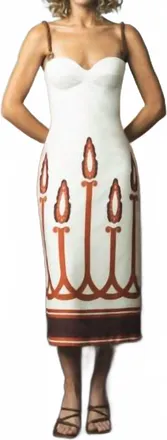 Andres Otalora Vivisima Linen Midi Tank Dress In Orange Torches