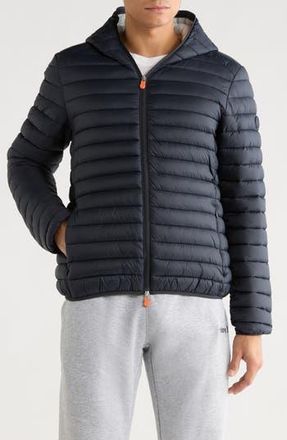 Save The Duck Luca Water Resistant Hooded Packable Puffer Jacket in Grey Black at Nordstrom Rack, Size Small