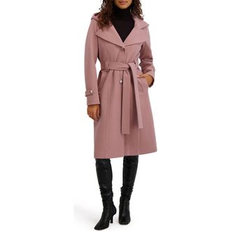 Kensie Belted Plush Trench Coat in Mauve at Nordstrom Rack, Size Small