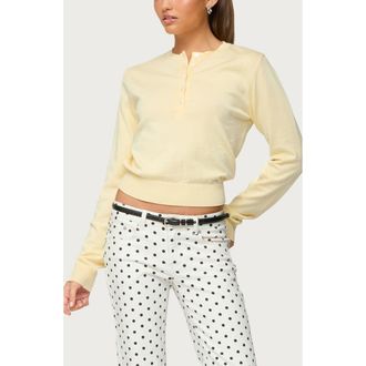 Edikted Yolana Henley Sweater in Yellow at Nordstrom, Size X-Small