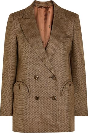 Blaz&eacute; Milano Everyday Jacquard Silk and Wool-blend Blazer - Light Brown - 3 (UK12 / M)