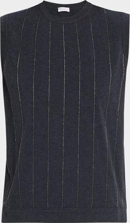 Brunello Cucinelli Baguette Striped Jersey Stretch Sleeveless Top