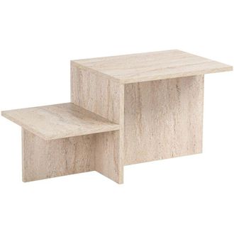 Dmora Tavolino da salotto Cantello, Tavolo basso da caff&egrave;, Portariviste per divano, Ripiano da soggiorno, 80x40 h40 cm, Beige - Dmora