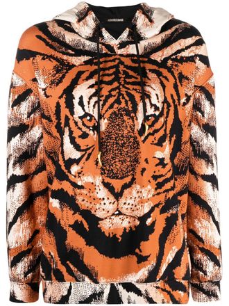 Roberto Cavalli tiger-print drawstring hoodie - Orange