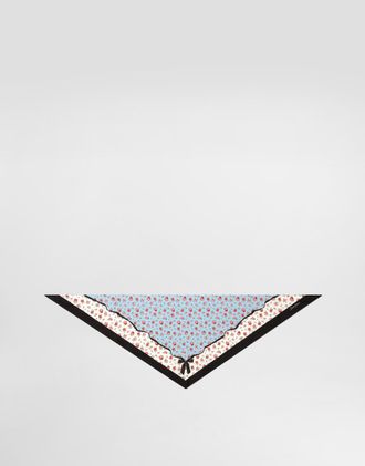 Dolce & Gabbana Small Rose-print Silk Twill Triangle Scarf - Woman Scarves And Silks Multicolor Onesize