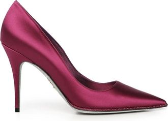 Rene Caovilla Paarse Satijnen Puntige Sandalen - Dames - Pumps - Paars - 36 EU - Satijn - Schoenen