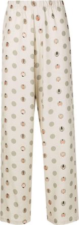 Amir Slama graphic-print straight-leg trousers - women - Viscose/Linen/Flax - PP - Neutrals