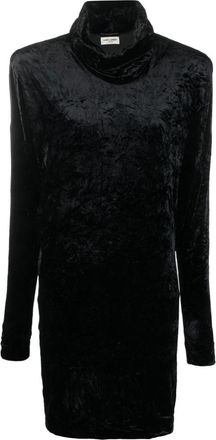 Saint Laurent Black High Neck Velvet Sweater