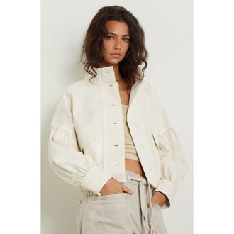 Treasure & Bond Blouson Twill Utility Jacket in Ivory Dove at Nordstrom, Size Xx-Small