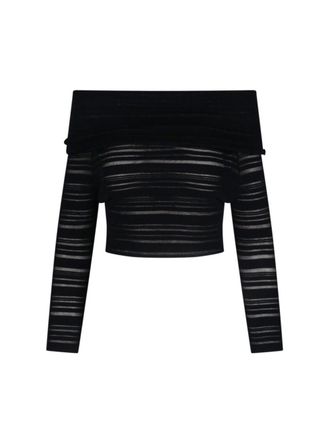 Andreadamo Striped Crop Top - Black