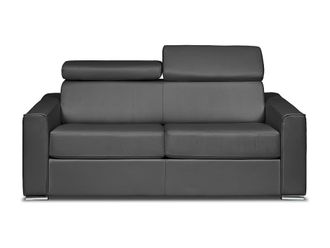 VENTE-UNIQUE.COM Sof&aacute; cama 100% piel 3 plazas gris 196x223cm
