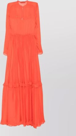 Raquel Diniz tiered long sleeve sheer silk nylon dress