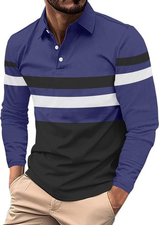 Generic Mens Long Sleeve Polo Shirts Adult Casual Breathable Work Polo with Pocket Golf Tops Jumpers England Rugby Tennis Shirts for Men UK Western Clothes Bu