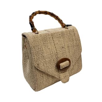 Wenz Womens Bamboo Handle Handbag In Off White