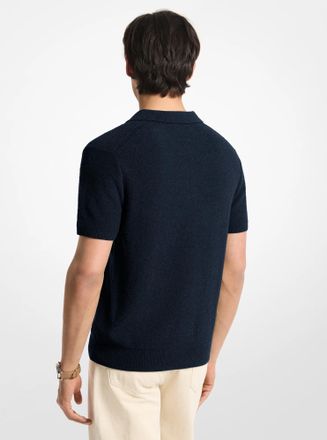 Michael Kors Boucle Cotton Blend Short-Sleeve Polo Sweater