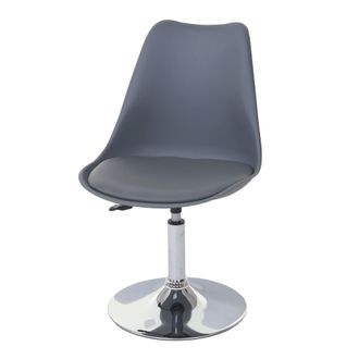 Hhg Silla Giratoria Malm&ouml; T501, Silla De Cocina, Regulable En Altura, Polipiel, Gris Oscuro, Base Cromada