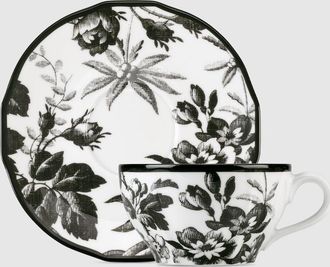 Gucci Herbarium Teacup And Saucer, Set Of Two, Black