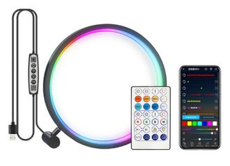 OEM L&aacute;mpara De Escritorio Redonda Led Rgb, L&aacute;mpara De Mesa, L&aacute;mpara De Mesilla De Noche Ambiental, Luz Nocturna De Pie Con Control Remoto