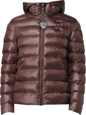 Blauer Nylon Parka met Ruitpatroon - Heren - Winterjassen - Bruin - S - Nylon - Jassen