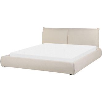 Beliani Cama De Agua Moderna Tapizada 180 X 200 Cm Somier Con Colch&oacute;n Tela Beige Vinay