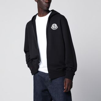 Moncler Felpa con cappuccio in cotone con logo nera