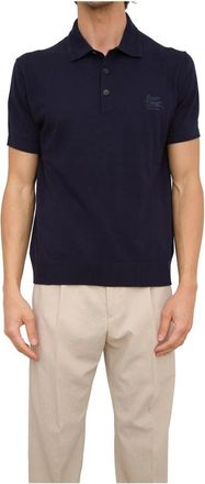 Etro Gebreide polo shirt - Heren - Polos - Blauw - XL - Katoen - Tops