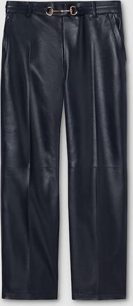Gucci Shiny Leather Pants With Horsebit, Blue, Ready-to-wear