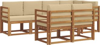 vidaXL Conjunto De Sof&aacute;s De Exterior 7 Uds. Natural Y Beige Vidaxl