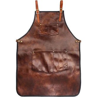 OEM Tablier Cuir - 90 X 75 Cm - Bretelles Croisees Reglables - Pour Cuisine Barbecue Coiffure Menuiserie - 1 Piece